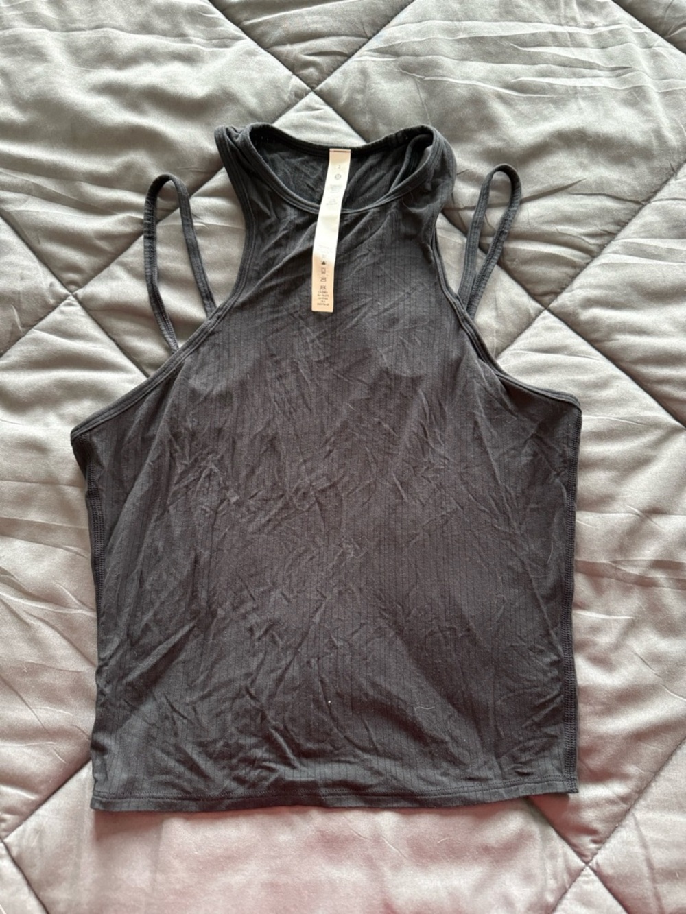 lululemon athletica Black Ribbed High-Neck Tank